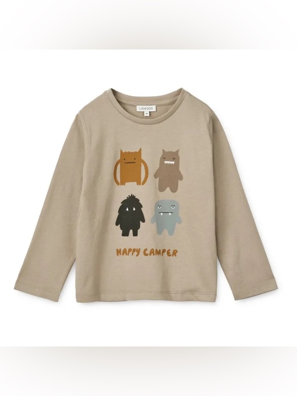 NWT Liewood Long-sleeved organic cotton T-shirt Monster Apia | Beige 12 Months